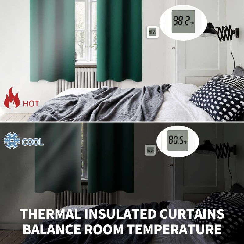BGment Blackout Curtains - Grommet Thermal Insulated Room Darkening Bedroom and Living Room Curtain, Set of 2 Panels (52 x 54 Inch, Emerald) - Image 4